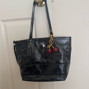 Coach Black Patent Leather Tote